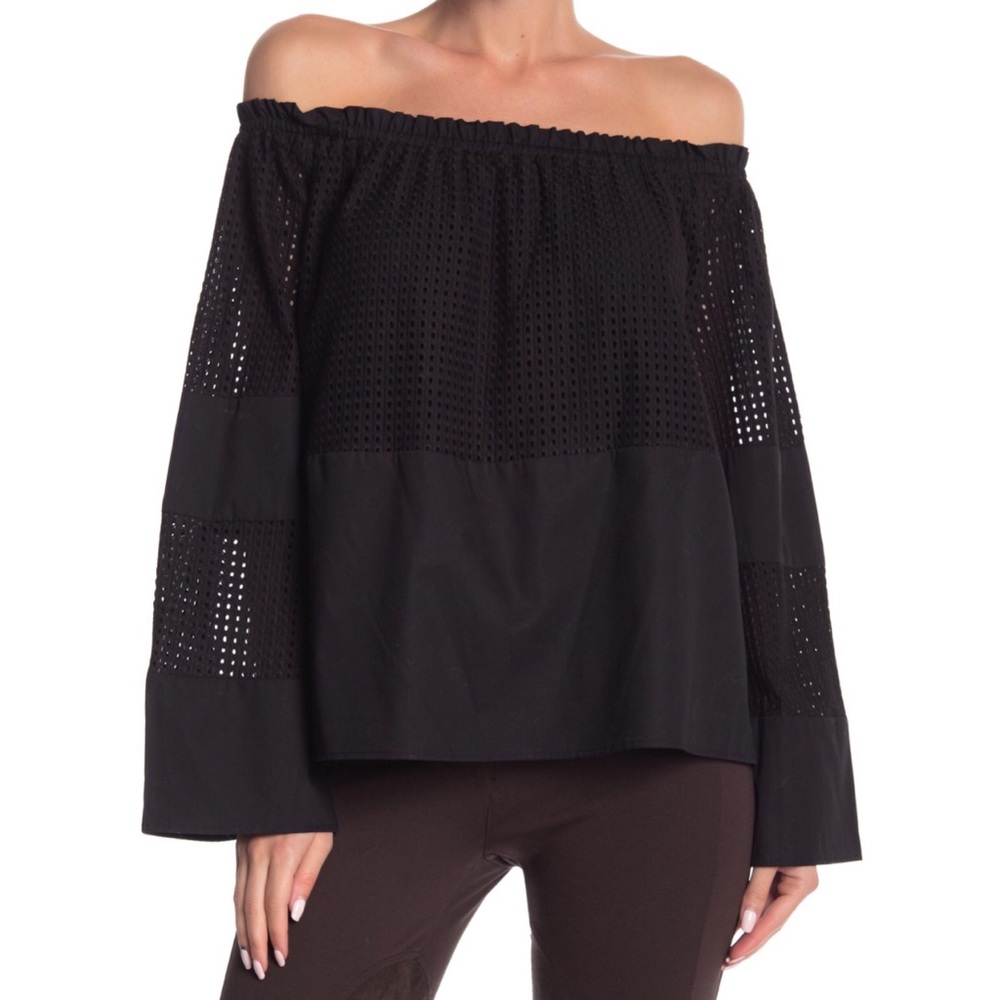 Vertigo Off The shoulder Eyelet Bell Sleeve Top XS